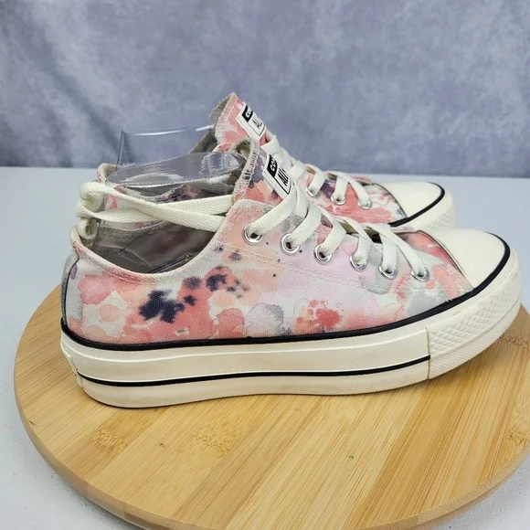 Womens Sz‎ 8.5 Pink & White Converse CTAS Lift Ox Platform Sneakers